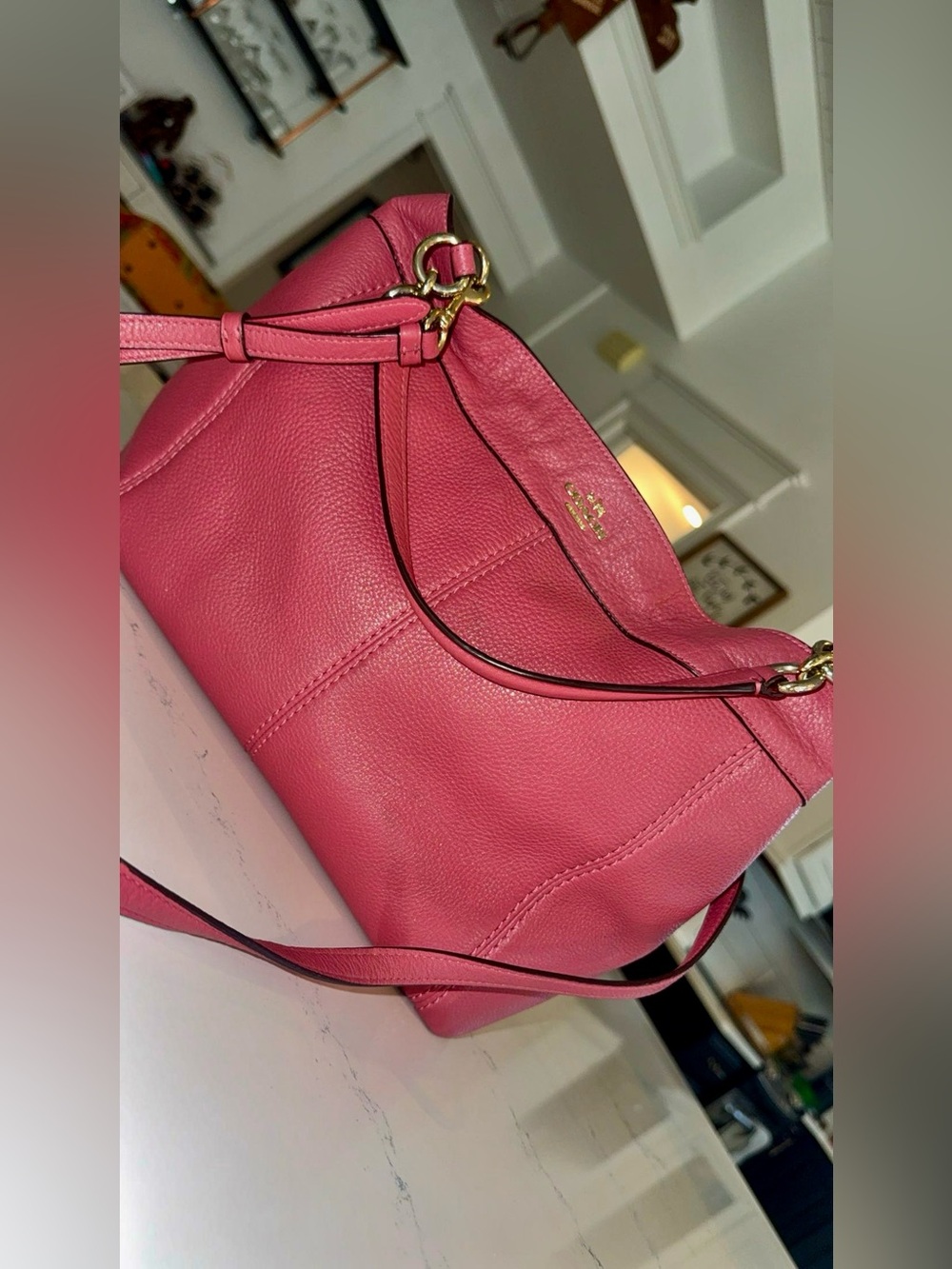 Coach Small Lexy Shoulder Bag Pink Pebble Leather👛✨-F23537